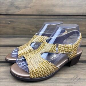SAS Suntimer Sandal Womens 6M Tan Croc Print Leather Block Heel Slingback‎